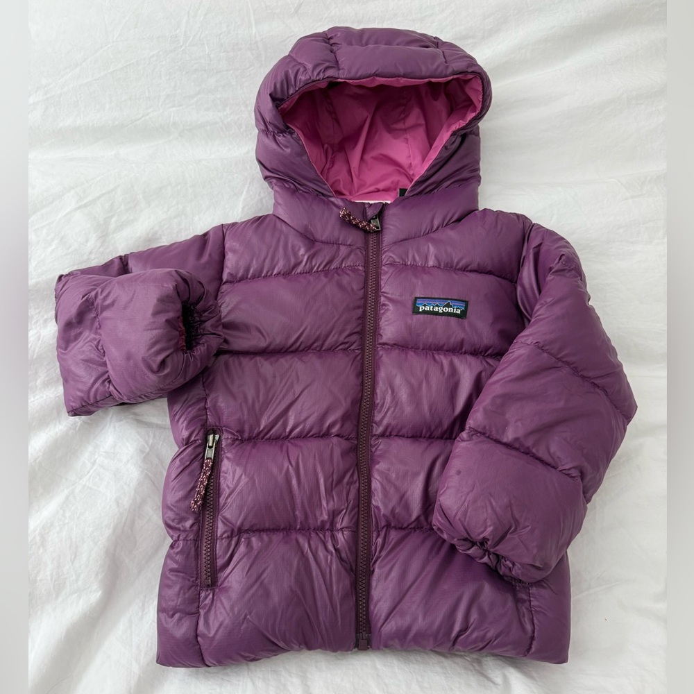 Patagonia Kids Purple Puffer Jacket with Pink Liner